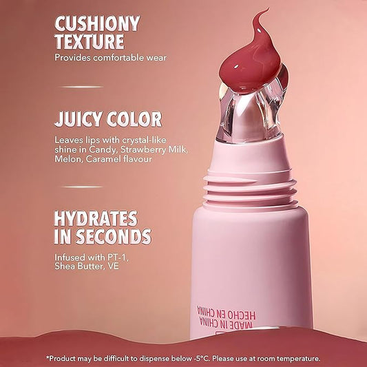 4 Colors Hydrating Jelly Lip Gloss, Moisturizing Tinted Lip Balm, Long Lasting Waterproof Non-Stick Cup Lip Glaze Set, High Shine Mirror Liquid Lipsticks Brighten Plumping Lipstick