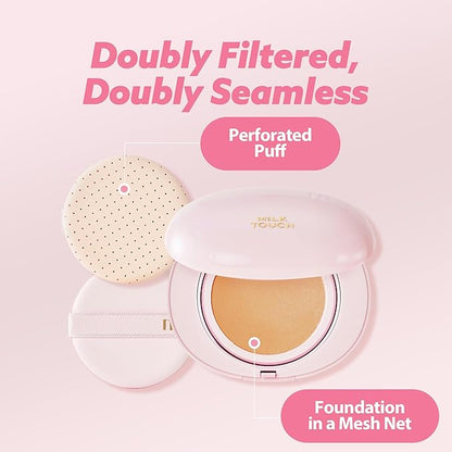 milktouch Cushion Foundation, 24H Flawless Skin, Radiant Shine, No Oxidation, Long-Lasting, Non-Creasing, 60% Hydrating Skincare Infused Korean Foundation, Valentines Gifts (27N Chai)