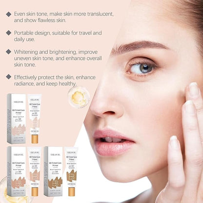 BB Tinted Moisturizer SPF 30, BB Tinted Care Primer, BB Tinted Care Primer with Brush, Full Coverage Light Medium Skin Tone Moisturizing and Smoothing (Natural*1 with Brush)
