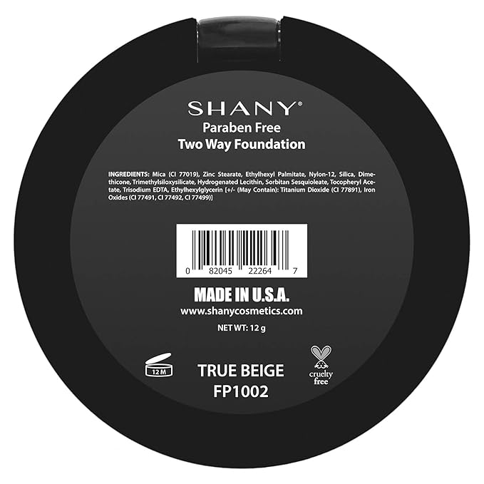SHANY Two Way Foundation, Oil - Free, Talc Free, Wet/Dry - TRUE BEIGE