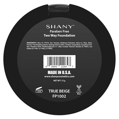 SHANY Two Way Foundation, Oil - Free, Talc Free, Wet/Dry - TRUE BEIGE