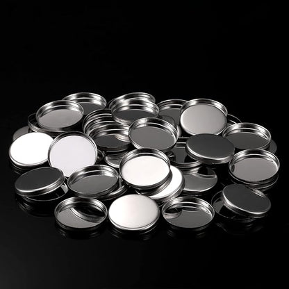 Pangda 50 Pack Empty Round Metal Tin Palette Pans Cosmetic Eyeshadow Blush Lipstick Organizer Size 26 mm for Magnets Cosmetic Palettes