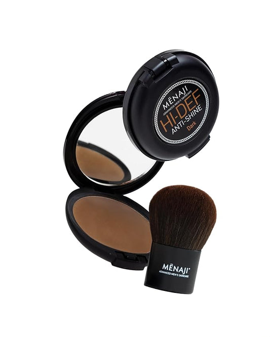 MËNAJI Anti-Shine Powder Dark and a Deluxe Kabuki Brush