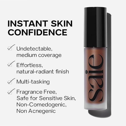 Saie Slip Tint Radiant Cream Concealer & All-Over Face Makeup - Concealer for Dark Circles, Redness & Blemishes - Lightweight Makeup Made with Hydrating Hyaluronic Acid - Shade 14 (0.17 oz)