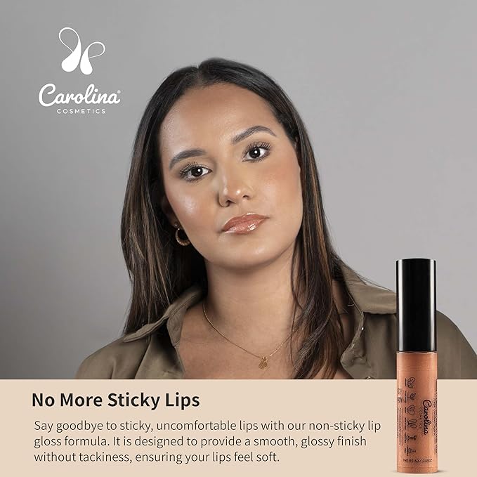 Plant-Based Non-Sticky Lip Gloss (Nude with Attitude) - Hydrating & Nourishing - Sunflower Seed Oil, Cacao & Grape Seed Oil - Gluten-Free, Vegan, Non-GMO, Paraben-Free - 5g/0.18oz