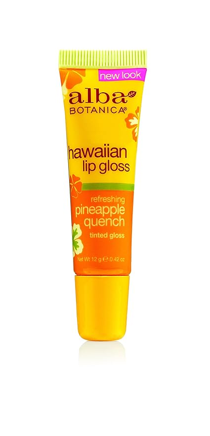 Alba Botanica Hawaiian, Pineapple Quench Tinted Lip Gloss, 0.42 Ounce (Pack of 4)