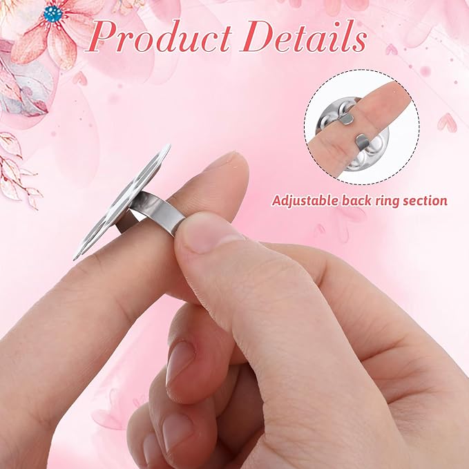 4 Pack Mini Nail Art Palette, Nail Rings Palette, Finger Rings Metal Manicure Palette Tools, Nail Polish Mixing Plate, Gel Palette Manicure for Nail Art Display