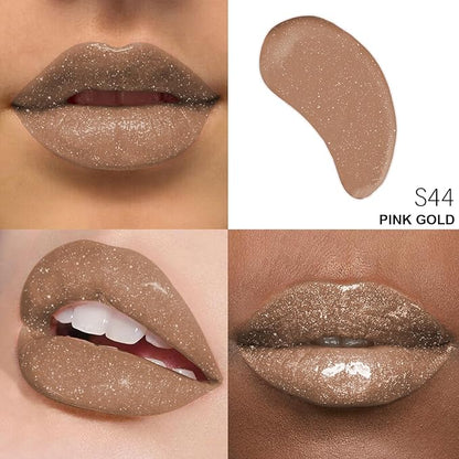 Shimmer Lip Gloss - Non-Sticky Girls Gloss - Long Lasting High Shine - 0.7 FL Oz Gloss for Girls & Women - Cruelty Free - (Pink Gold: S44)