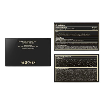 AGE20'S Signature Essence Pact SPF 50+ | Pack of 2 | 17N IVORY | Cream Foundation, Dewy Finish, Natural Coverage | Korean Cushion Foundation