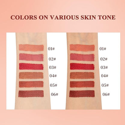 6 Colors 2-in-1 Lip liner and Lipstick Set, Matte Lipstick Crayon Lip Liner Pencil, High Pigmented Smooth Creamy Long Lasting Waterproof Lipstick