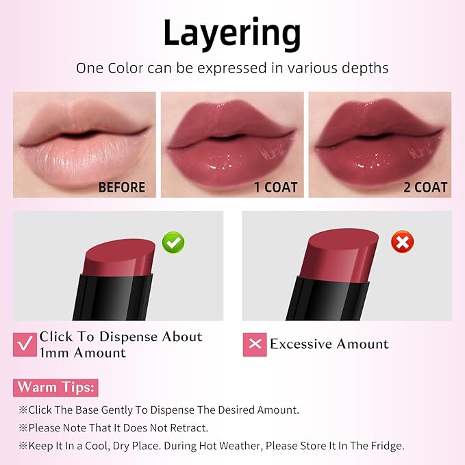 KIMUSE Lip Plumper, Hydrating Korean Lip Gloss, Click Tinted Lip Balm Solid Lipstick for Plumps & Moisturizes, Long-wearing All-in-one Lip Plumping, Gloss, Balm