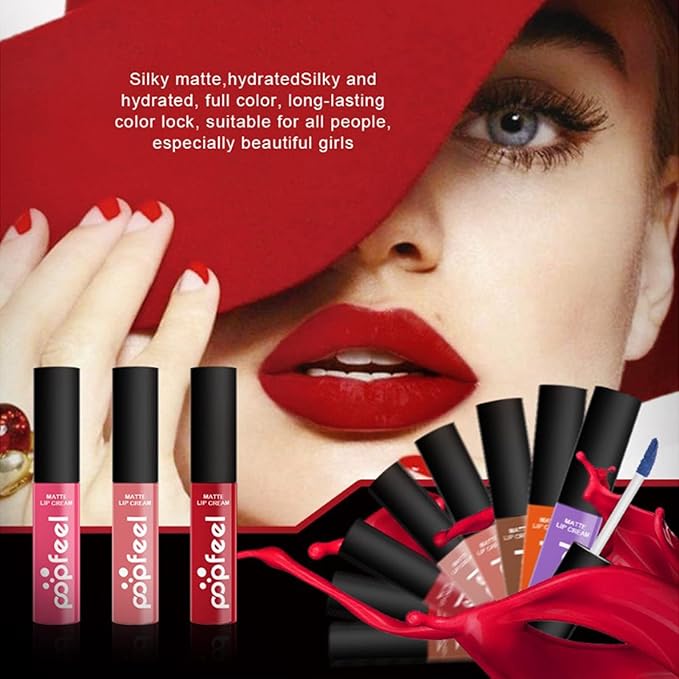 Lip Gloss Set, 6 Piece Matte Lipstick Makeup Set, Non-sticky, High Shine, Long Lasting Color Lip Gloss Set, Rich Color, Great Gifts for Holiday and Birthday - 078