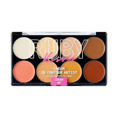 Ruby Kisses 3D Face Creator Cream Foundation & Concealer, 12 Hours Long Lasting, Medium to Full Coverage, Non-Greasy, Ideal for Makeup & Contour Palette (Light)
