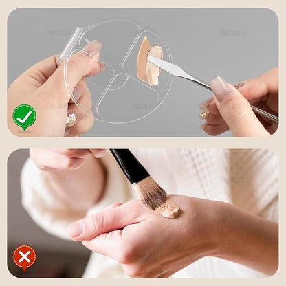 AUEAR, 2 Pack Hand Makeup Mixing Palette Handheld Clear Cosmetic Nail Art Manicure with Pieces Spatula for Foundation