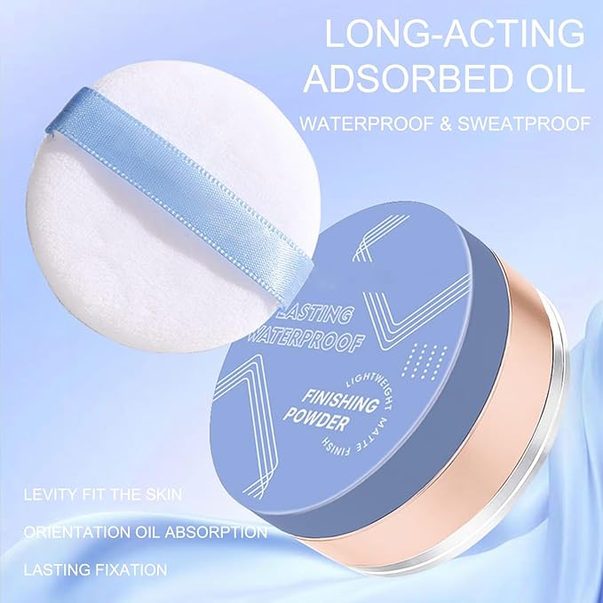 Soft Focus Loose Setting Powder Makeup,Oil Control Lightweight Matte Finishing Powder Foundation Makeup,Lasting Waterproof Face Powder Cruelty Free,Puff Included,0.46 oz(DARK COMPLEXION)