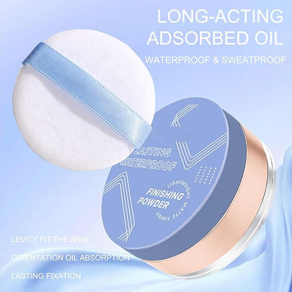 Soft Focus Loose Setting Powder Makeup,Oil Control Lightweight Matte Finishing Powder Foundation Makeup,Lasting Waterproof Face Powder Cruelty Free,Puff Included,0.46 oz(DARK COMPLEXION)