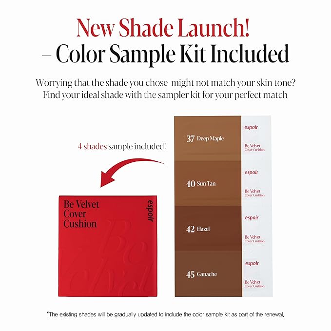 espoir [NEW] Be Velvet Cushion Foundation | Quick and Easy Coverage with Long-lasting Color by Zero Oxidation (#40 Sun Tan, 0.46 Ounce (Pack of 1))