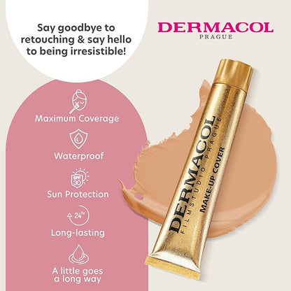 Dermacol - Full coverage foundation, Liquid Makeup Matte Foundation with SPF 30, Waterproof Foundation for Oily Skin, Acne, & Under Eye Bags, Long-Lasting Makeup Products, 30g, Shade 218