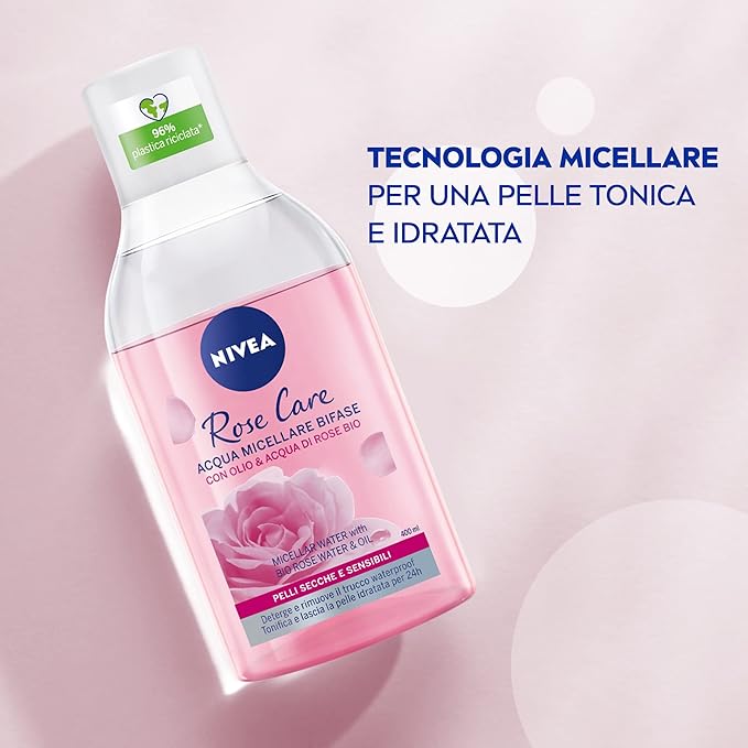 NIVEA MicellAIR Rose Water & Oil Skin Breathe Micellar Rose Water Face Cleansing - All skin types 400 ml
