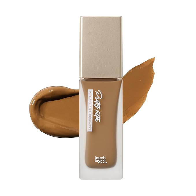TOUCH IN SOL Pretty Filter Perfect Finish Foundation for Flawless, Natural Look -Lightweight and Full-Coverage Matte Base for All Skin Types-Face Makeup with Natural Ingredients,1.18 fl.oz. (#5 Deep)