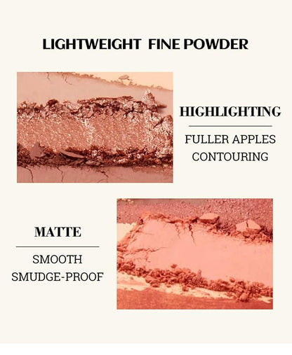 MAEPEOR Embossed Blush 8 Colors Lightweight Natural Look Matte Face Blush Long-Lasting Highly Pigmented Powder Blusher (Color 02)