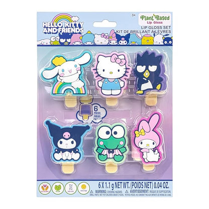 Townley Girl Hello Kitty and Friends 6 pack Fruit Flavored Lip Gloss Pucker Pop Set, Ages 3+ Perfect for Birthdays, Stocking Stuffers, Holidays, School Rewards, Spa Days, Slumber Parties, and More