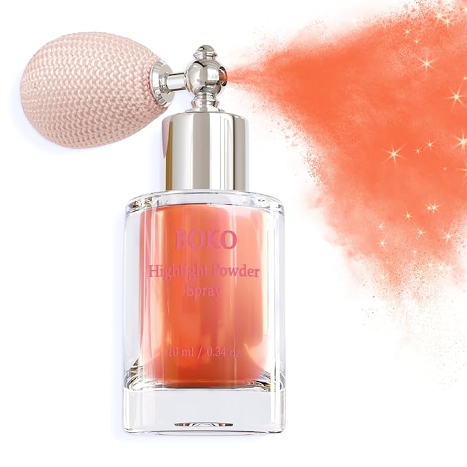 Boko Highlighter Powder Spray, Cosmetic Body Shimmer Spray High Gloss Diamond Highlight Glitter Powder Makeup Sparkle Glitter Hairspray Christmas Rave Accessories for Women Face Paint Hair Clothes