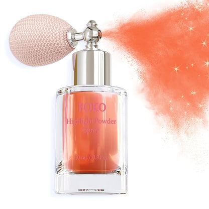 Boko Highlighter Powder Spray, Cosmetic Body Shimmer Spray High Gloss Diamond Highlight Glitter Powder Makeup Sparkle Glitter Hairspray Christmas Rave Accessories for Women Face Paint Hair Clothes
