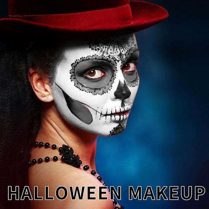 50 ML Goth White Foundation Makeup,Face Body Paint Full Coverage Liquid Color Changing Pale White Foundation,Concealer Color Corrector Halloween Cosplay Sfx Makeup for Clown