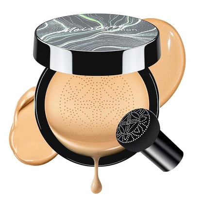 Air Cushion CC Cream Foundation - Mushroom Head BB Creams, Long Lasting Concealing Brightening, Moisturizer Face Cream,Facial Skin Care Makeup For All Skin Types (Buff Beige)