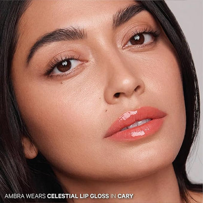 Kevyn Aucoin Celestial Lip Gloss, Cary (iridescent sheer red): Light reflecting shine & sheer. Precision makeup artist applicator. Hydrating, non-stick formula. Multi-dimensional 3D plumping effect.