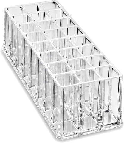 byAlegory Acrylic Lip Gloss Organizer & Beauty Makeup Holder | 24 Space Organization Container Storage For Tall Lip Gloss / Lipstick Products - Clear