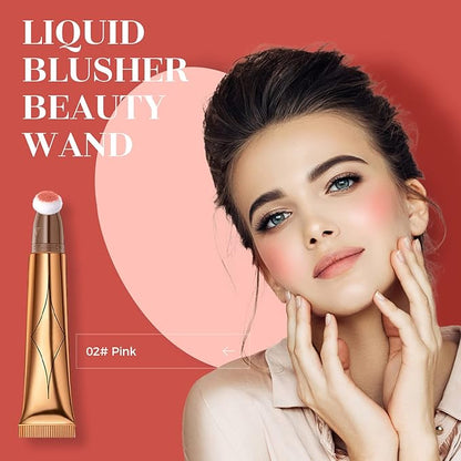 Blush Beauty Wand, Liquid Face Blusher Stick with Cushion Applicator, Long Lasting Smooth Natural Matte Finish, Lightweight Blendable Super Silky Cream Blush Stick (02# Blush)