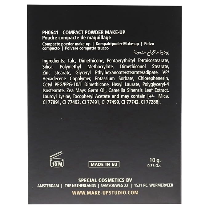 Make-Up Studio Professional Make-Up Compact Powder Foundation 3-In-1 - Compact Fixing Powder - Handy To Travel With - Long Lasting Foundation - 2 Light - 0.35 Oz