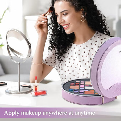 Color Nymph Starter Makeup Kits for Teens Girls With Reusable Case, Beginner Makeup Sets for Preteen, Birthday Valentines Day Makeup Gift Including 38-Colors Eyeshadows Lipglosses Brushes (Purple)