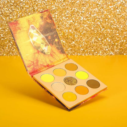 docolor 10Pcs Eye Makeup Brushes Skull Printed Eyeshadow Makeup Brush Set and Yellow Eyeshadow Palette 9 Colors Gemstone Shadow Palette Highly Pigmented Mattes Shimmers Long-Lasting Makeup Palette