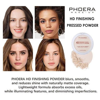 PHOERA Foundation Pressed Face Powder, Soft Focus Setting Powder, Silky Powder For Creating Without Shine, Smooths Pores & Lines, Up to 24H Wear Oil Control,0.28 Oz (001 Translucent)