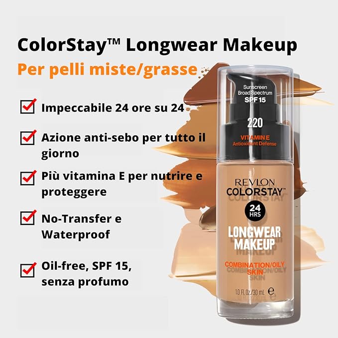 Revlon Colorstay Liquid Foundation Makeup with Pump 110 Ivory Combination/Oily Skin ,1 Fl Oz