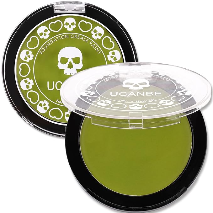 UCANBE Ogre Green Face Body Paint Makeup Foundation, Green Greasepaint for Christmas & St. Patrick's Day, Face Painting Kit for Halloween Monster Witch Goblin Shrek Hulk Gamora SFX Makeup & Costume
