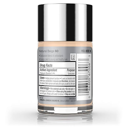 Neutrogena Healthy Skin Liquid Makeup Foundation, Broad Spectrum SPF 20 Sunscreen, Lightweight & Flawless Coverage Foundation with Antioxidant Vitamin E & Feverfew, Natural Beige, 1 fl. oz (Pack of 2)