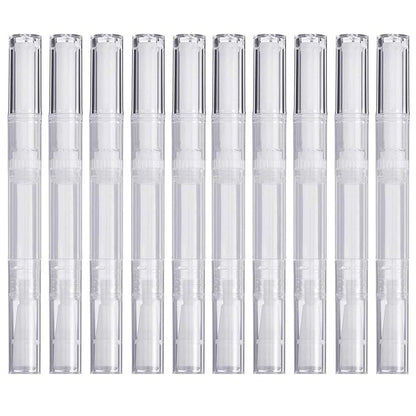 10 Pack 3 ML Transparent Twist Pens, Empty Cuticle Nail Oil Pen with Brush Tip, Cosmetic Lip Gloss Containers Applicators Eyelash Growth Liquid Tube