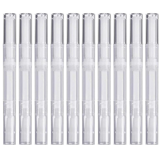 10 Pack 3 ML Transparent Twist Pens, Empty Cuticle Nail Oil Pen with Brush Tip, Cosmetic Lip Gloss Containers Applicators Eyelash Growth Liquid Tube