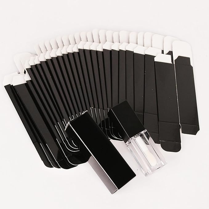 25pcs 25 * 25 * 86mm Craft Paper Box for Lip Gloss Tubes - 350gms Lipstick Packaging - Pink & Black