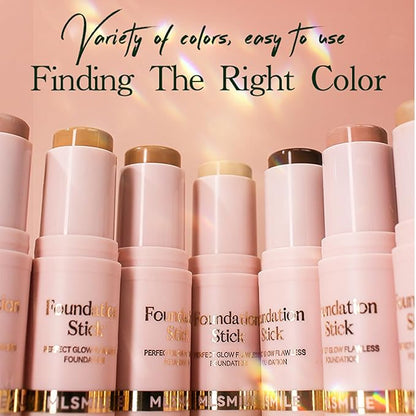 3 Count Matte Foundation Stick Makeup, Medium Coverage Buildable, Versatile Use Cream Concealer Stick, Contour & Highlight Bronzer Stick, Cruelty-Free & Vegan