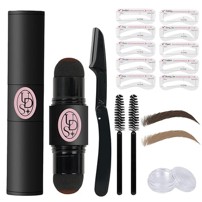 Unidollss Multi-Use Makeup Cream Blush Stick，Dual-Ended Eyebrow Stamp Stencil Kit and Tubing Mascara Volume and Length Black Upgrade