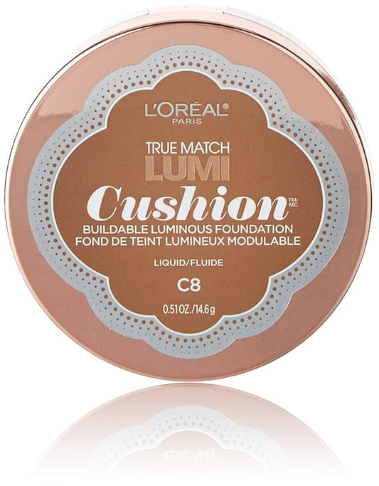 L'Oréal Paris True Match Lumi Cushion Foundation, C8 Cocoa, 0.51 oz.