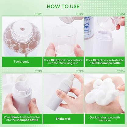 ARISON LASHES Lash Shampoo Concentrate - 120ml Large Capacity Eyelash Cleanser for Professional Extensions, Makes 24 Bottles of 60ml Aloe Lash Shampoo