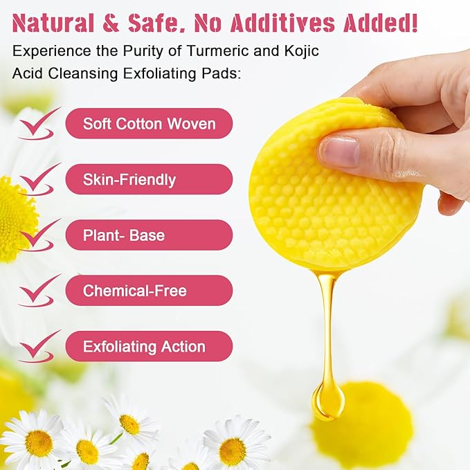 2Pack Turmeric Cleansing Pads, Turmeric Cleansing Pads Helps Balance Skin Oil And Water, Remove Excess Keratin From The Body'S Skin,Turmeric Cleansing Pads for Face & Body(80PCS)…