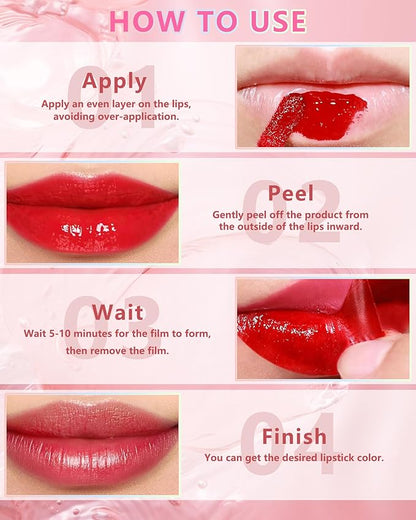 Peel Off Lip Tint Stain Set-3pcs Tattoo Lip Liner Stain Lip Gloss with Matte Finish,Long Lasting Waterproof Nonstick Lipstain Tinted Lipgloss,Mother's Day Makeup Gift Kit for Women Girl-02+04+06