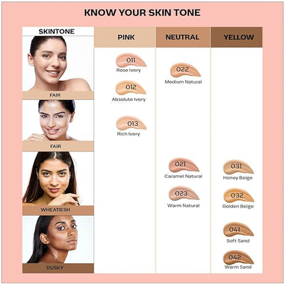 All Day Hydra Matte Foundation with SPF 30 - Absolute Ivory | 3-in-1 Foundation Moisturizer Sunscreen | Oil Free with Vitamin C | 0.85 Fl oz (25ml)